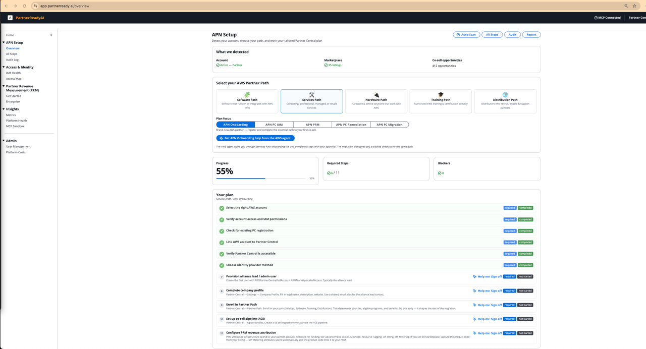 Guided migration steps screen