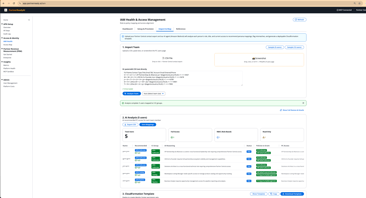 AI IAM role mapping screen